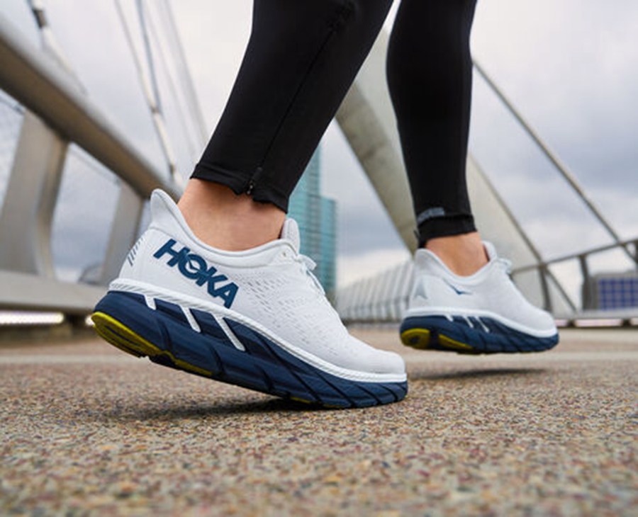 Hoka One One Mens Running Shoes - Clifton 7 - White/Black - LSBU24805